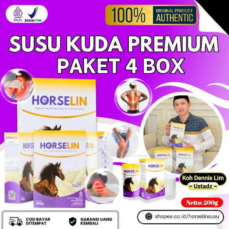 

Horselin Susu Kuda Liar Premium Asli Sumbawa Atasi Nyeri Sendi Tulang Asam Urat Original 200gr 4 BOX