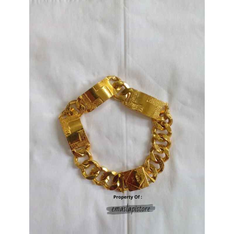 Gelang Plat Segi -LL- Petak Lapis Emas 999 Banjar