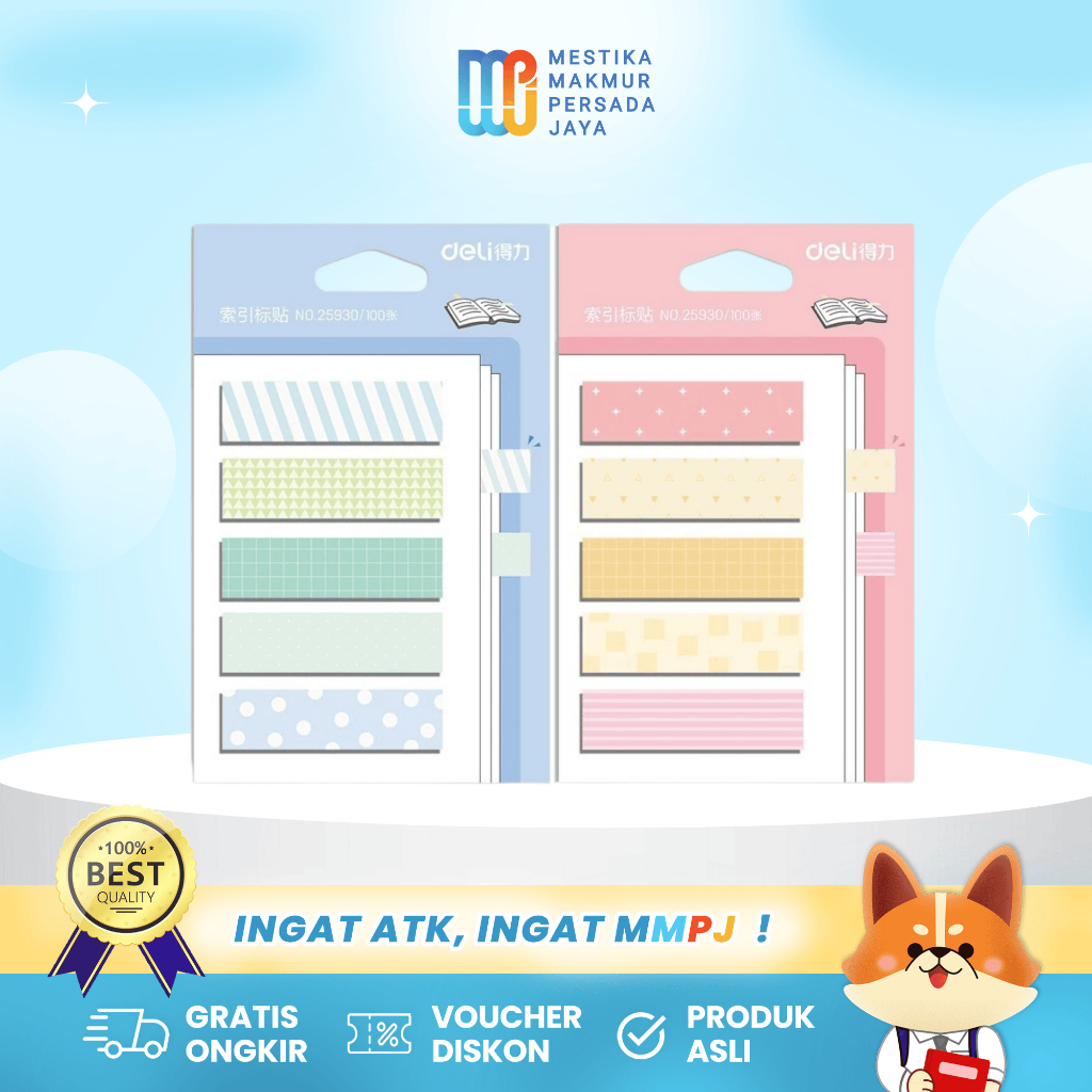 

Deli Index Tab Memo Sticker Label Catatan 12X44MM 100 Lembar 5 Warna