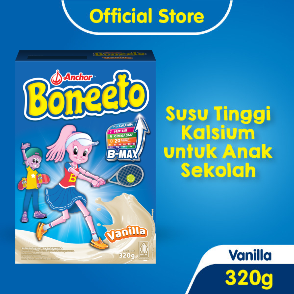 

Boneeto Susu Bubuk Anak Sekolah Creamy Vanilla 320g - Nutrisi Pertumbuhan Anak untuk Daya Pikir dan Tubuh Aktif