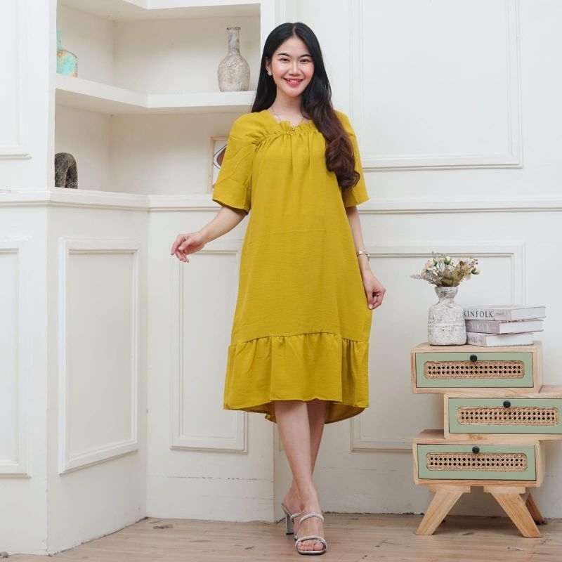Paket 2Pcs Dress Fuji Pendek Dress Lengan Pendek Crinkle premium Daster Lengan Pendek