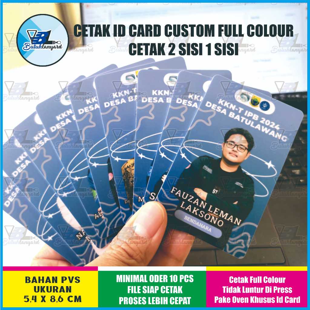 

Cetak id card custom osis kartu siswa bahan PVC di press oven bukan laminasi