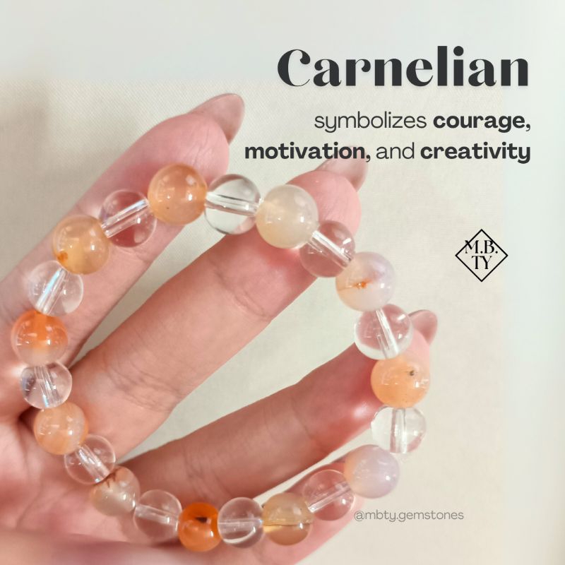 Carnelian Gemstone Bracelet Clear Quartz Series (ENFP) Gemstone Accessories Gelang Gift for MBTI Lov