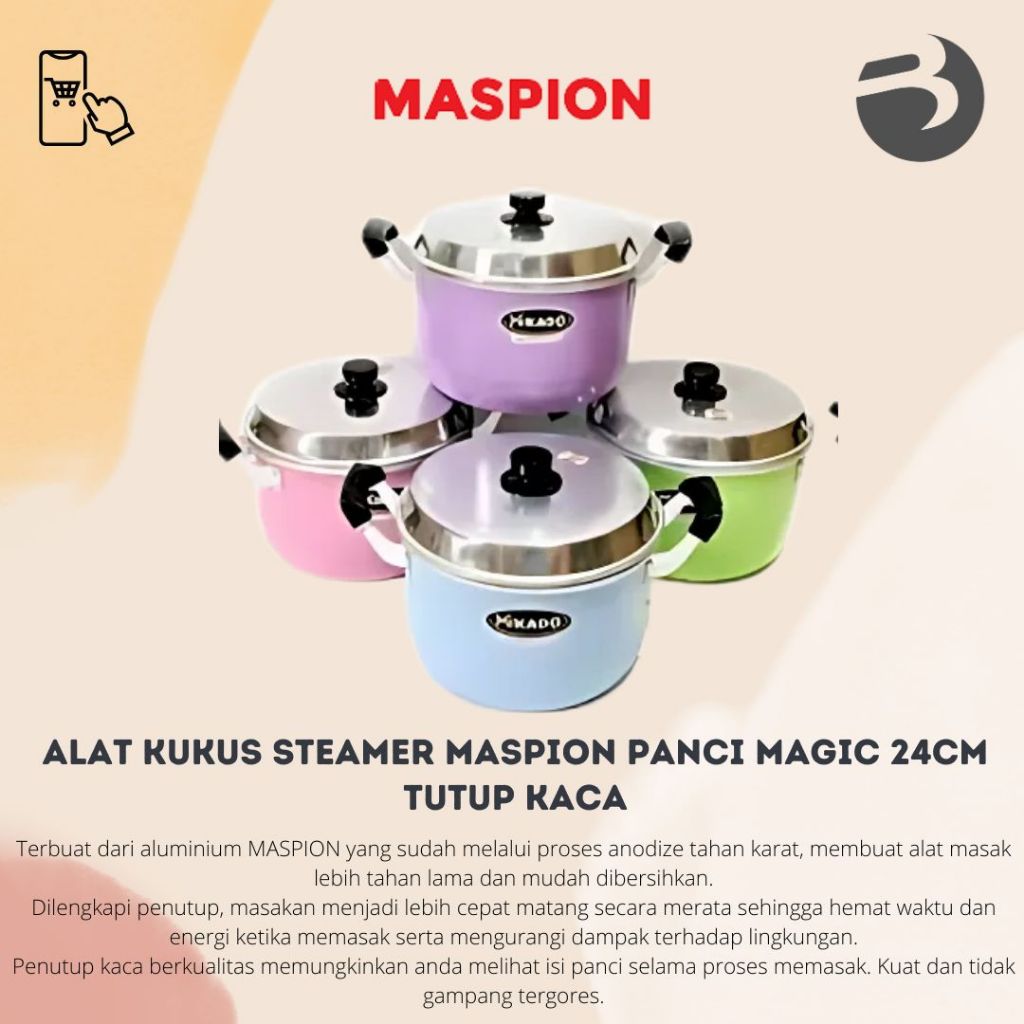 Alat Kukus Steamer Maspion Panci Magic 24cm Tutup Kaca