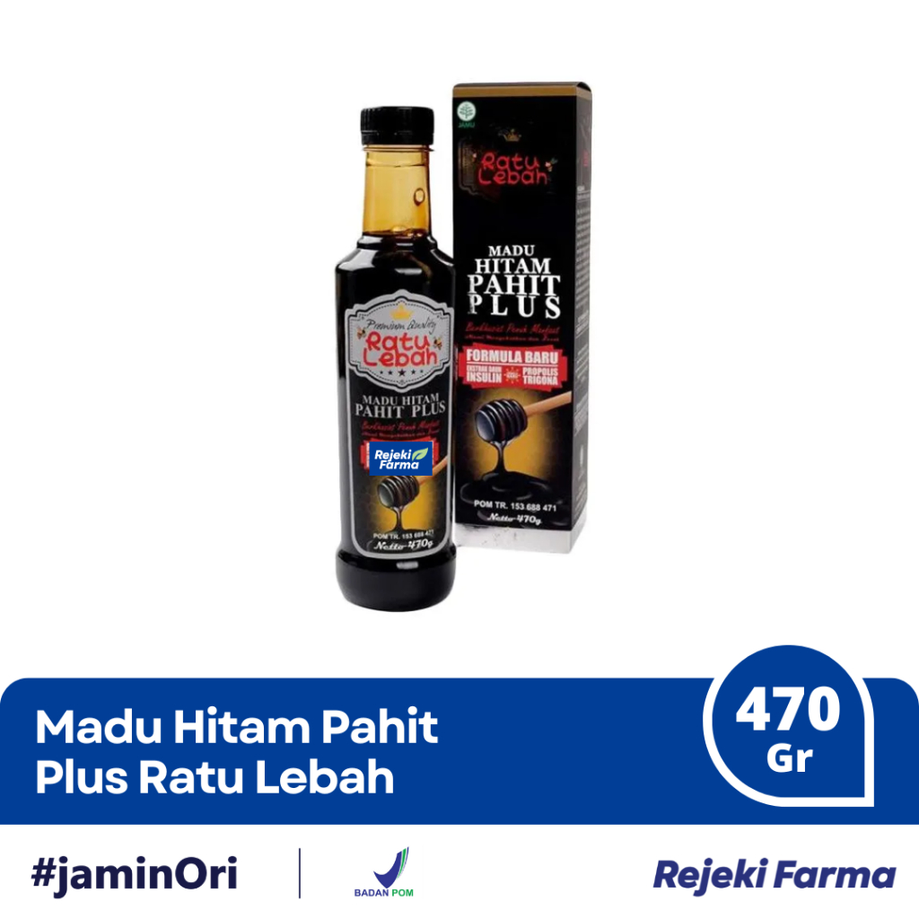 

Ratu Lebah Madu Hitam Pahit Plus 470 Gram - Ekstrak Propolis & Daun Insulin Black Honey Premium Quality