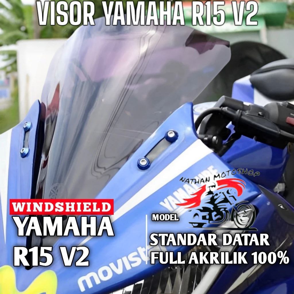 VISOR R15 V2 WINDSHIELD YAMAHA R15 V2 MODEL STANDAR VISOR R15 V2 STANDAR VISOR WINDSHIELD R15