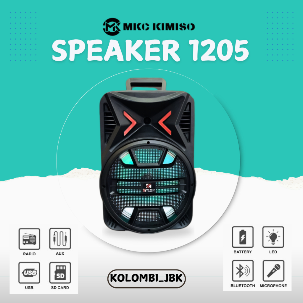 QS 1205 dan QS 1205 WS MKC Kimiso Speaker Bluetooth Portable 12.8 Inch Variasi Microphone