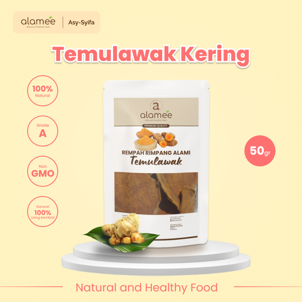

ALAMEE Temulawak Kering Dried Curcuma Iris Rempah Organik Temu Lawak Bumbu Masakan Seasoning 50g