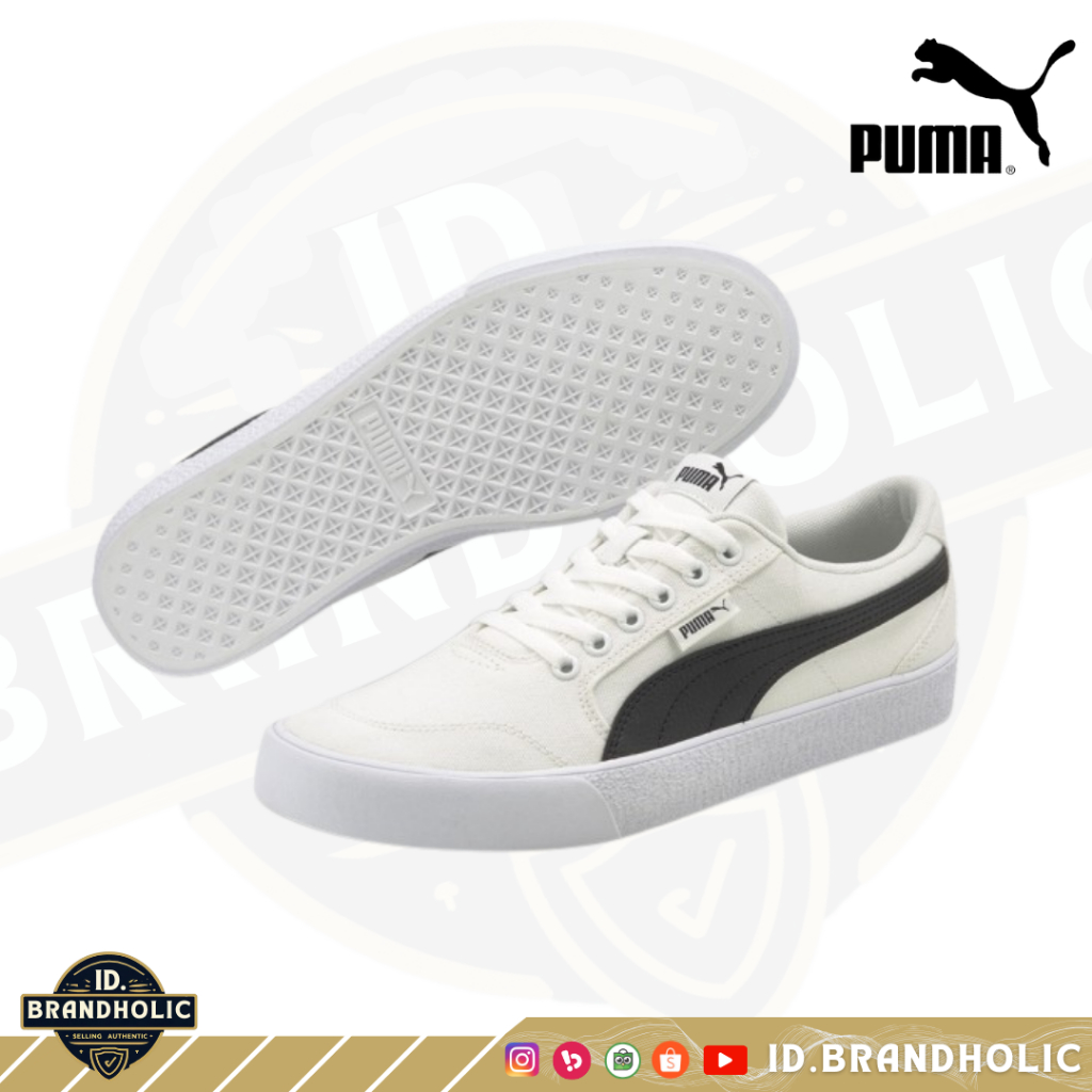 Sepatu Puma Men C-Skate Vulc Shoes - White Black Original 100% - Stylish dan Nyaman