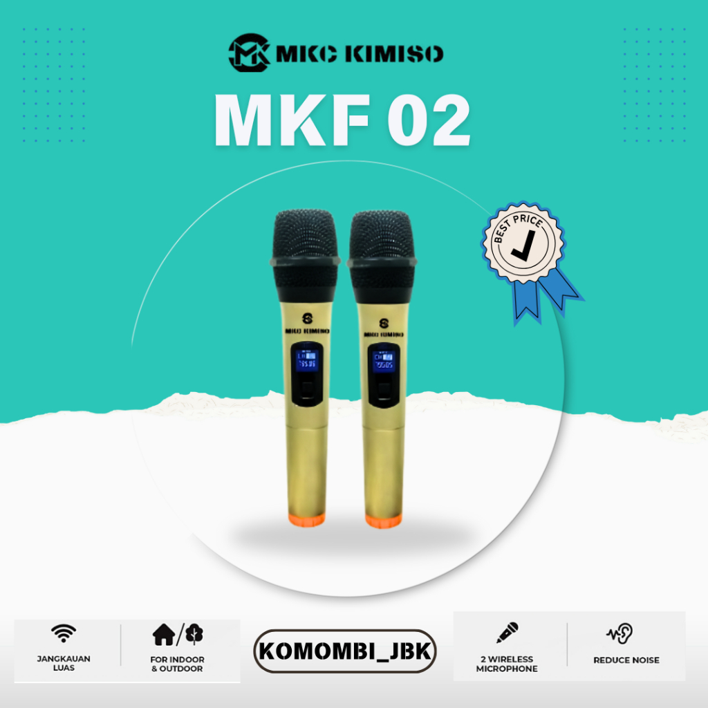MICROPHONE MKF 02 WIRELESS DOUBLE MIC KARAOKE MKF SET LENGKAP