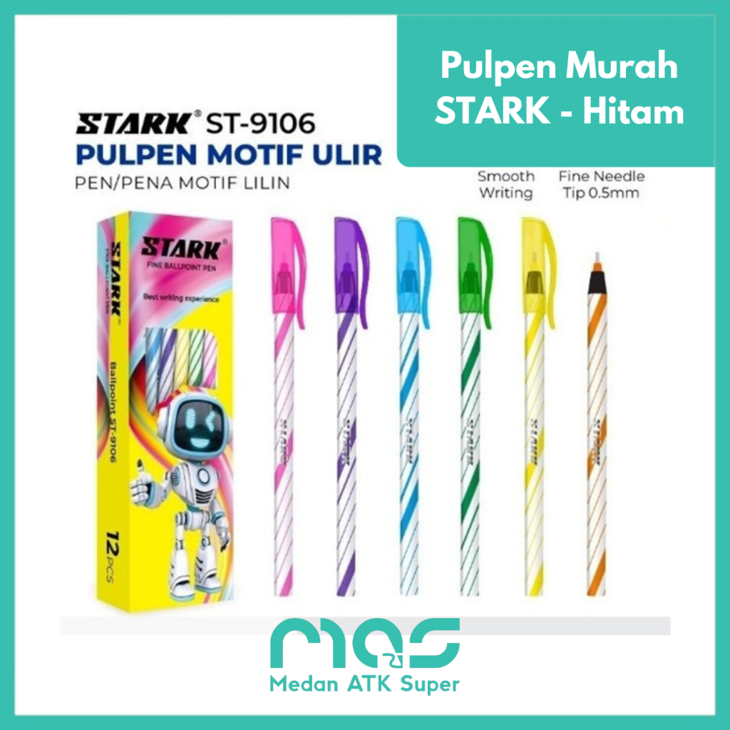 

[1 LSN] PULPEN MURAH STARK [MEDAN ATK SUPER] PULPEN ULIR HITAM