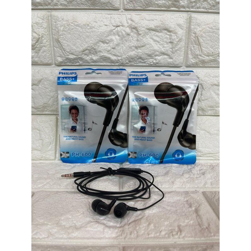 Handsfree Philips  PH-600 + Mic Stereo Headset Earphone Sound Quality Extra Basss