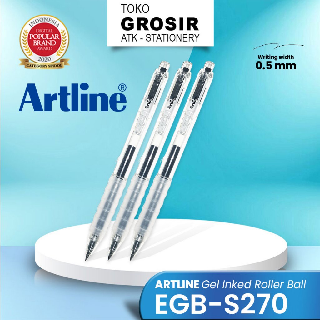 

Bolpoin Super Comfort Grip Retractable / Artline Gel Inked Roller Ball 0.5 mm EGB-S270 Elegant Body