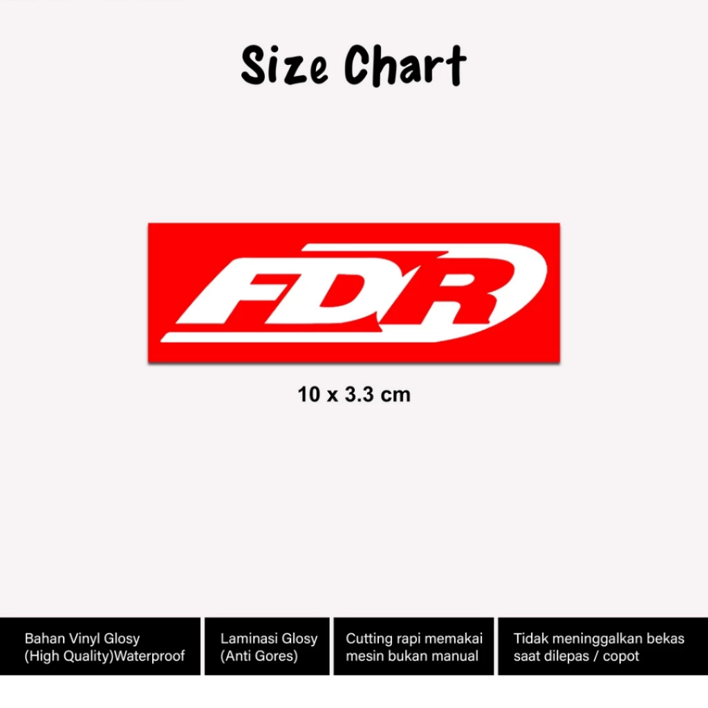 

Stiker Ban Racing FDR Laminasi Glossy 10cm Sticker Ban Motor 1pcs