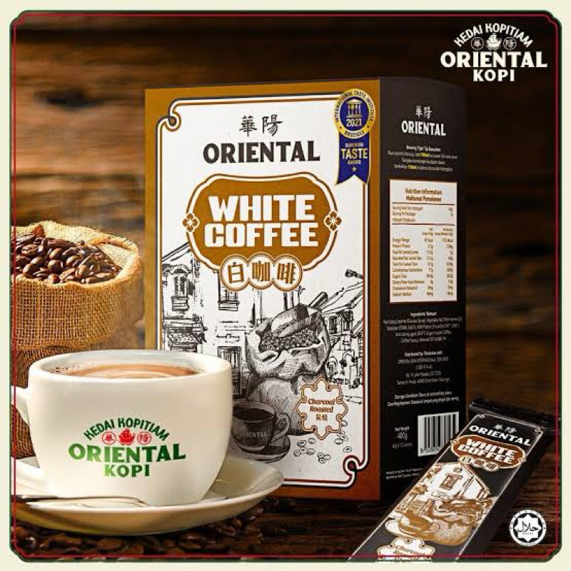 ORIENTAL KOPI WHITE COFFEE CHARCOAL ROASTED IMPORT MALAYSIA ORIENTAL COFFEE