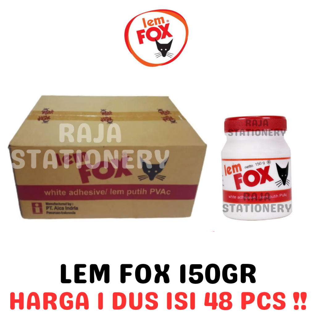 

LEM FOX PUTIH 150gr BOTOL PVAC KAYU KERTAS PLAMUR TEMBOK WHITE GLUE DUS KARTON [48PCS]