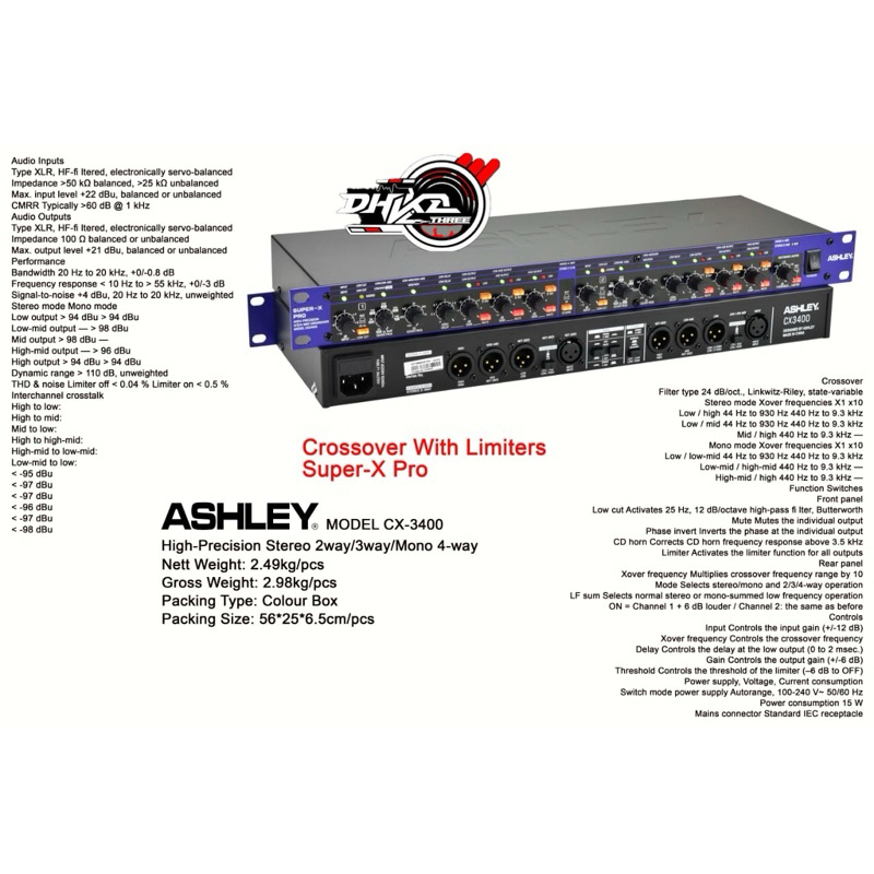 CROSSOVER ASHLEY CX 3400 ORIGINAL 2/3/4WAY / CROSSOVER ASHLEY CX3400. 2/3/4 way Original / Ashley Cr