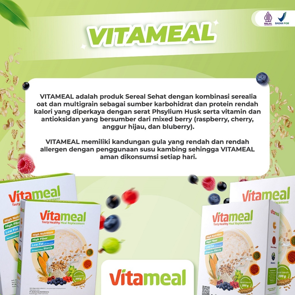 

QH Vitameal Original Sereal untuk Mengatasi Gula Darah Tinggi Diabetes Kolesterol Hipertensi Asli