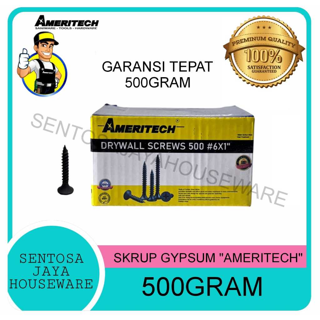 SKRUP GYPSUM HITAM 500GRAM / BAUT SKRUP KAYU DRYWALL / SEKRUP GYPSUM AMERITECH 500GRAM