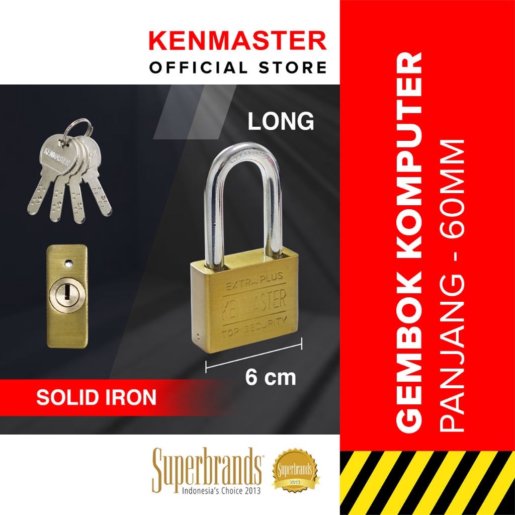 Kenmaster Gembok Komputer Panjang 60MM CK-60L KEY L / Gembok Komputer Key Kuning / Gembok Leher