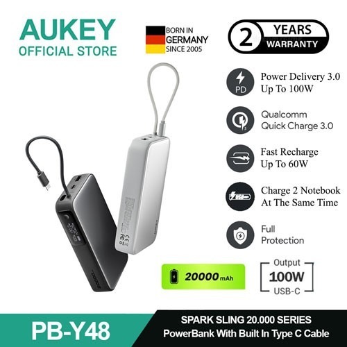 AUKEY PB-Y48 Power Bank 20000mAh 100W Fast Charging Grey