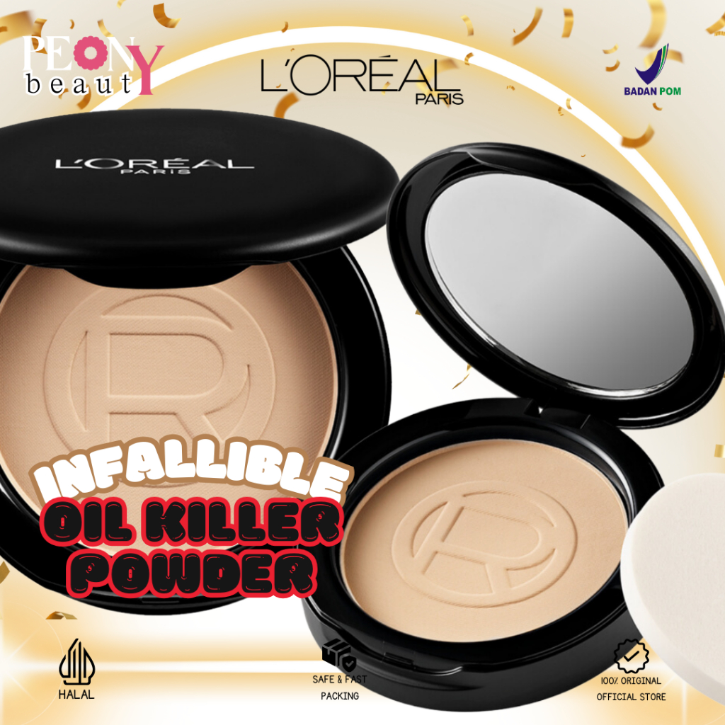 LOREAL Makeup Infallible Oil Killer High Coverage Powder | 6gr| Bedak Padat | Bedak Loreal
