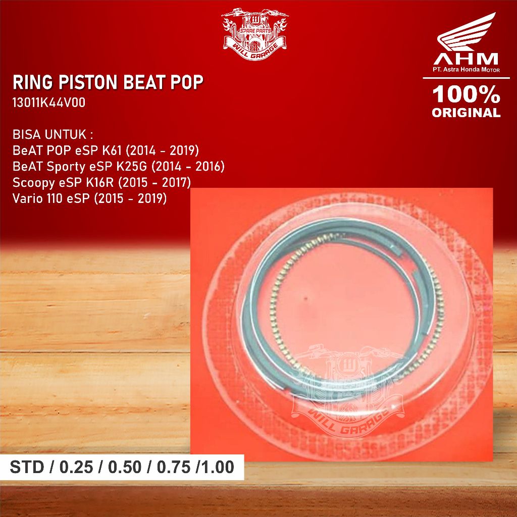 RING PISTON SET BEAT POP 2014-2019 / BEAT ESP 2014-2016 / SCOOPY EPS 2015-2017 / VARIO 110 ESP 2015-