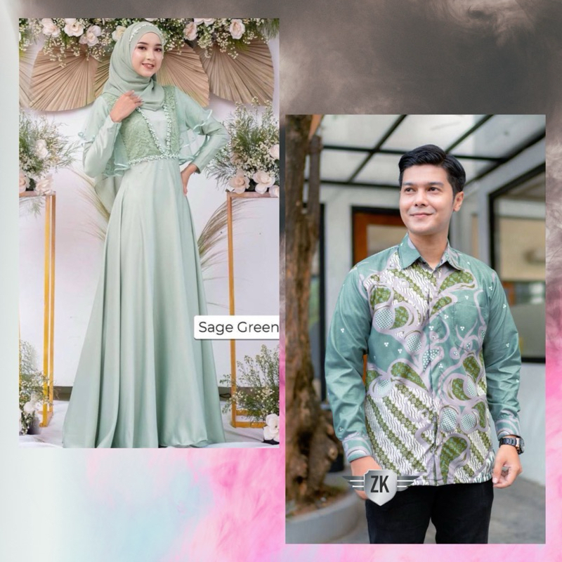 SARIMBIT PASANGAN BAJU KEBAYA BROKAT MODERN BATIK TERBARU FASHION WANITA GAMIS SYAR'I BATIK PRIA WAN