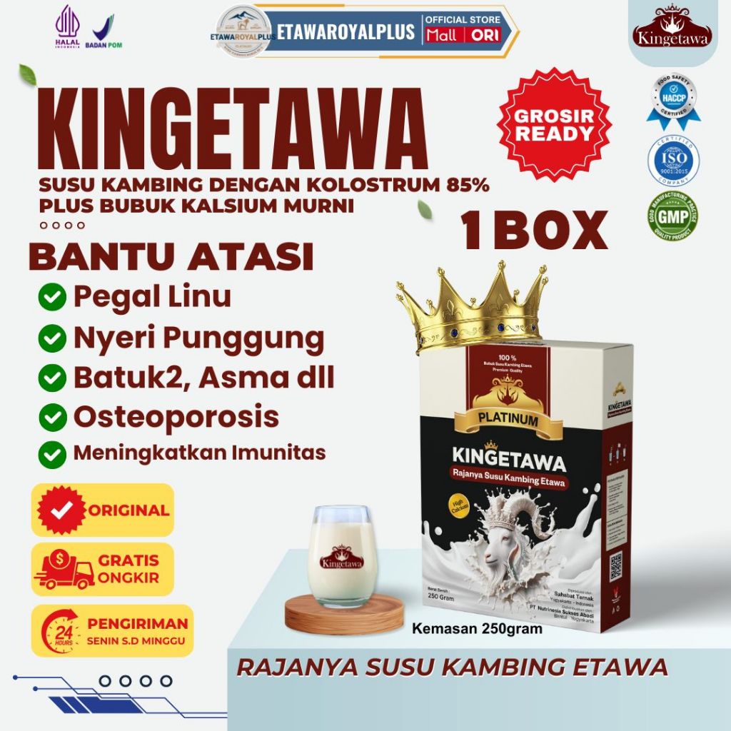 

Kingetawa Platinum Susu Etawa High Calcium Grade A BPOM & Halal Cegah Osteoporosis - 1 BOX
