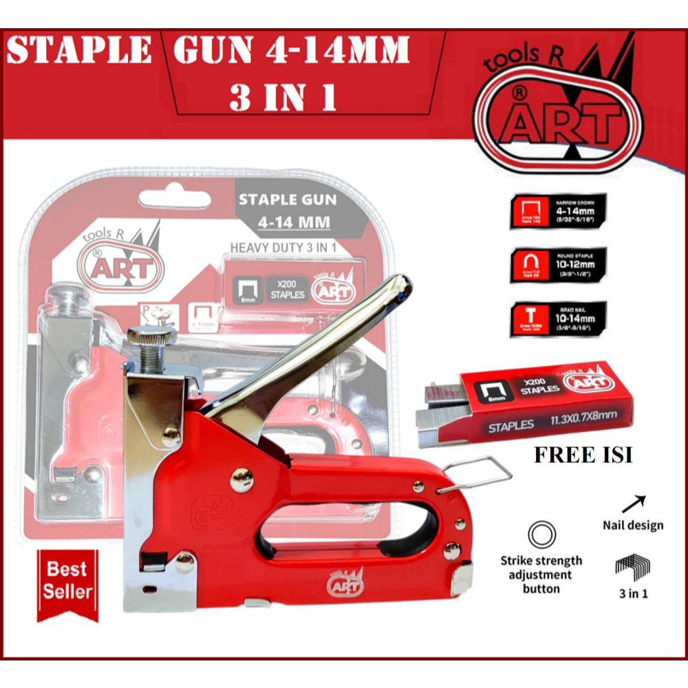

Staple Gun Tembak 3IN1 Steple Gun Staples Jok Motor kardus Straples Hakter Stapler Jepretan ART