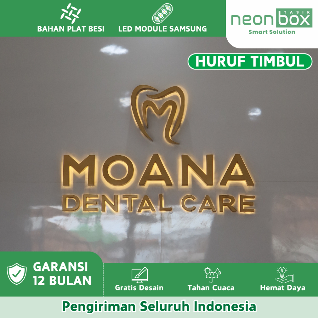 Huruf Timbul Stainless 3D LED Menyala Huruf timbul + Logo 3D Menyala Backlight Huruf Timbul Outdoor 