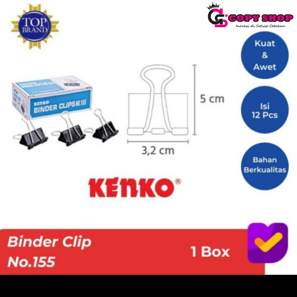 

JOYKO BINDER CLIP 155 SEDANG 32MM KLIK KERTAS JOYKO NO.155