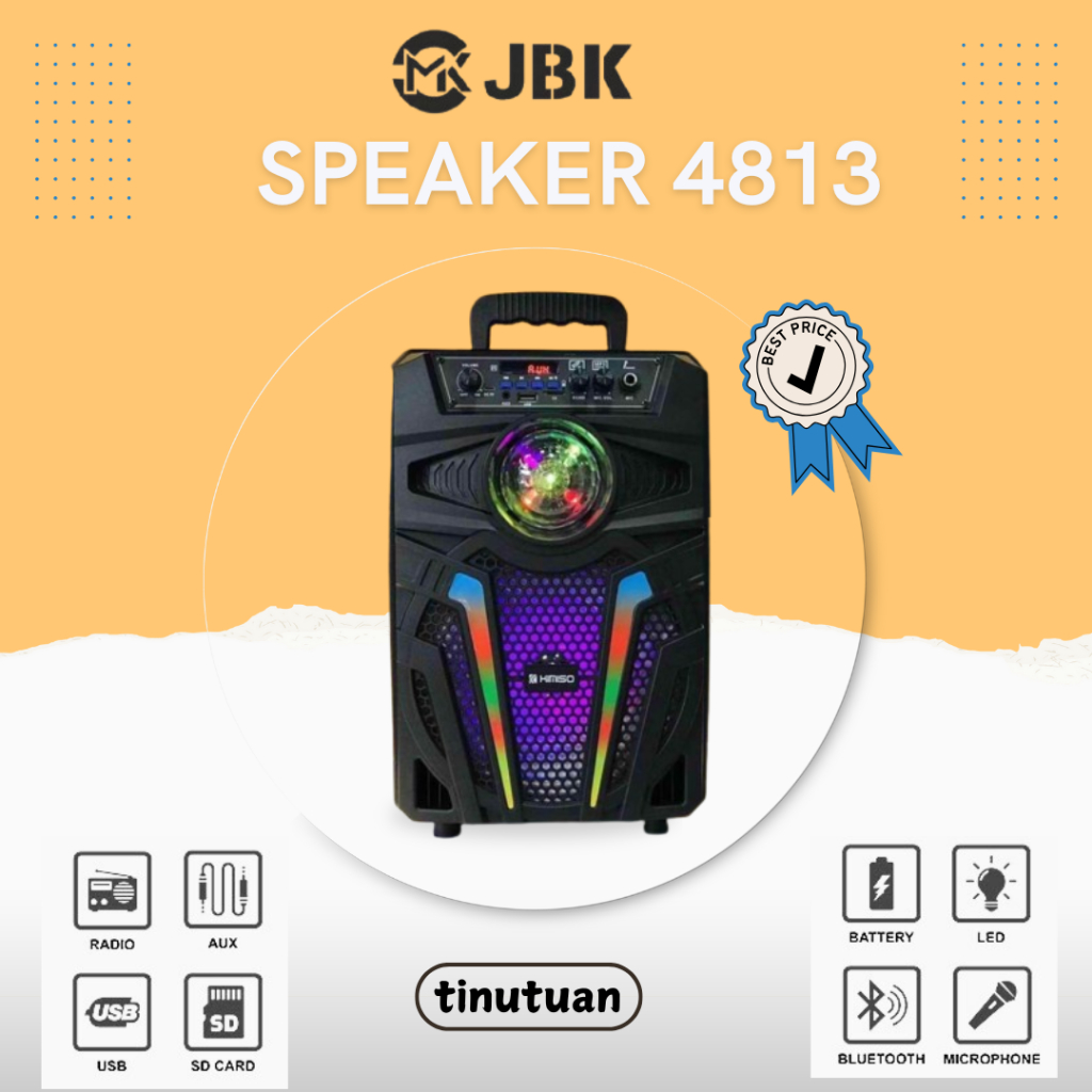SPEAKER JBK 4813 FREE MIC KARAOKE PORTABLE 8.5 inch KARAOKE PORTABLE