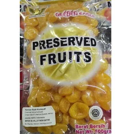 

Golden Eagle preserved fruits yellow kumquat manisan buah kumquat kimkiat kimkiet kumquat manisan cemilan imlek import 500gr zr