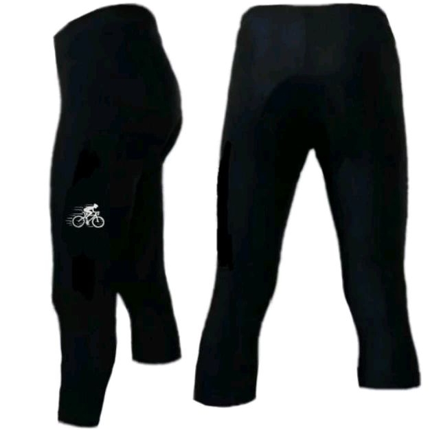 Celana sepeda 3/4 pria wanita ketat padding busa gowes pants