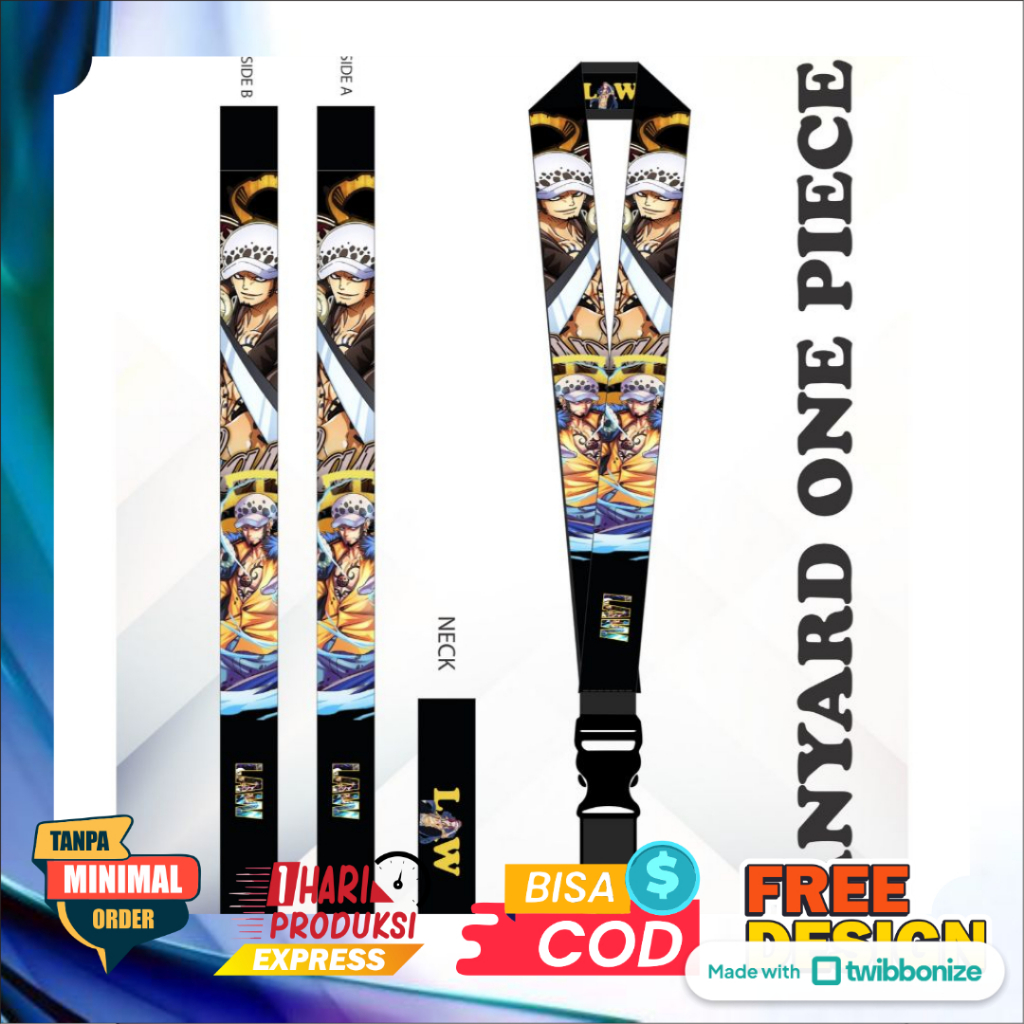 

One Piece Gear 5 LAW Lanyard Gantungan id card Printing name tag Murah Satuan