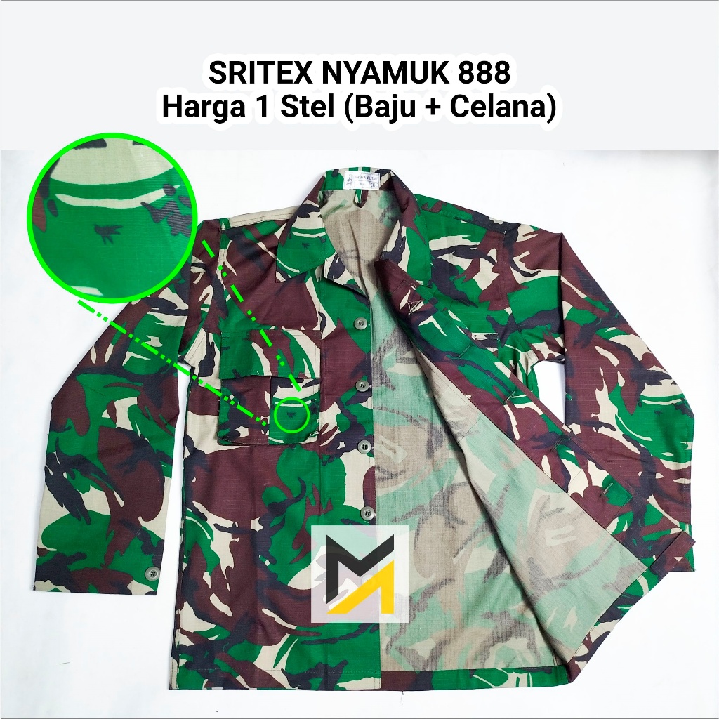 2 Nayaka Military PDL Sritex 888 Nyamuk Seragam Tentara Baju PDL TNI AD Sritek Loreng Malvinas Ripst