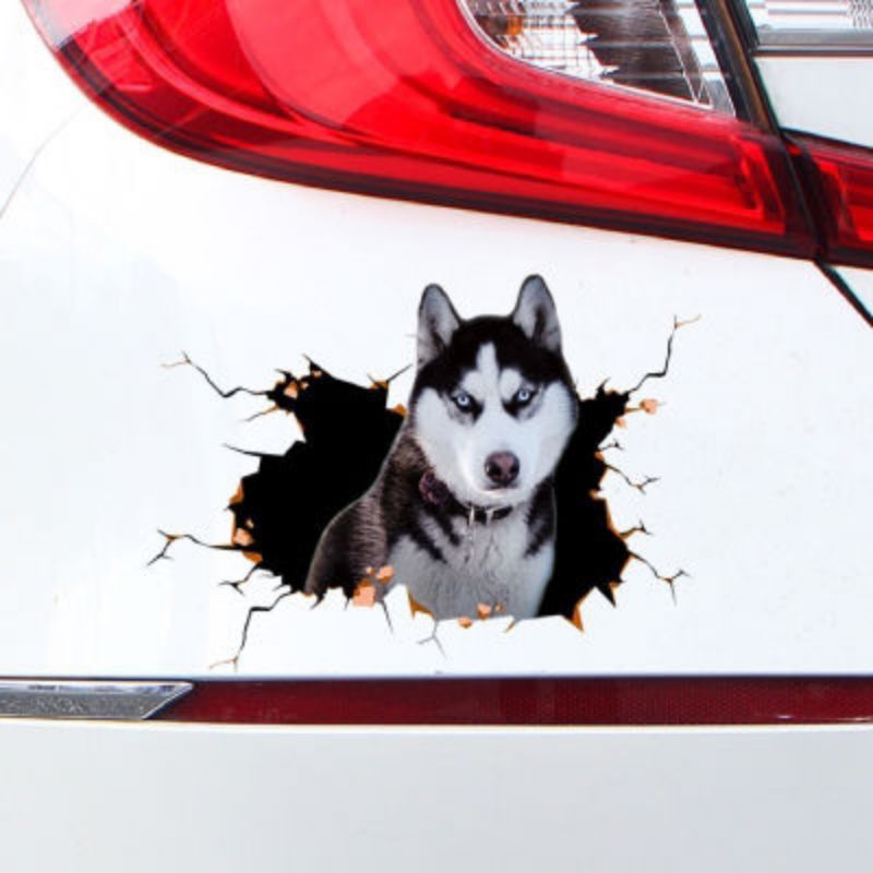 stiker 3D anjing lucu, motor dan mobil, anti air, ukuran 20 cm