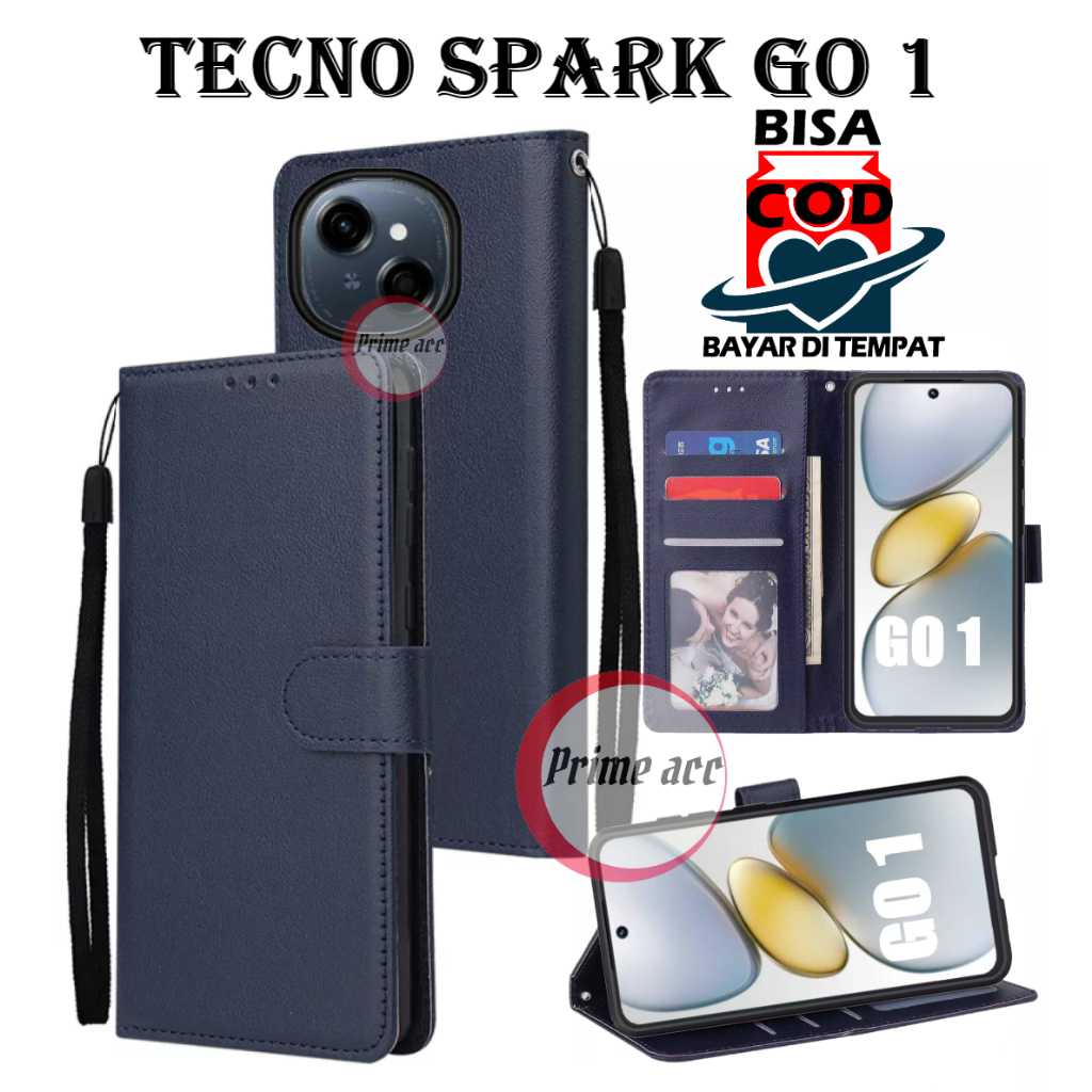 flip case TECNO SPARK GO1 casing dompet handphone cover leather case wallet sarung buka tutup