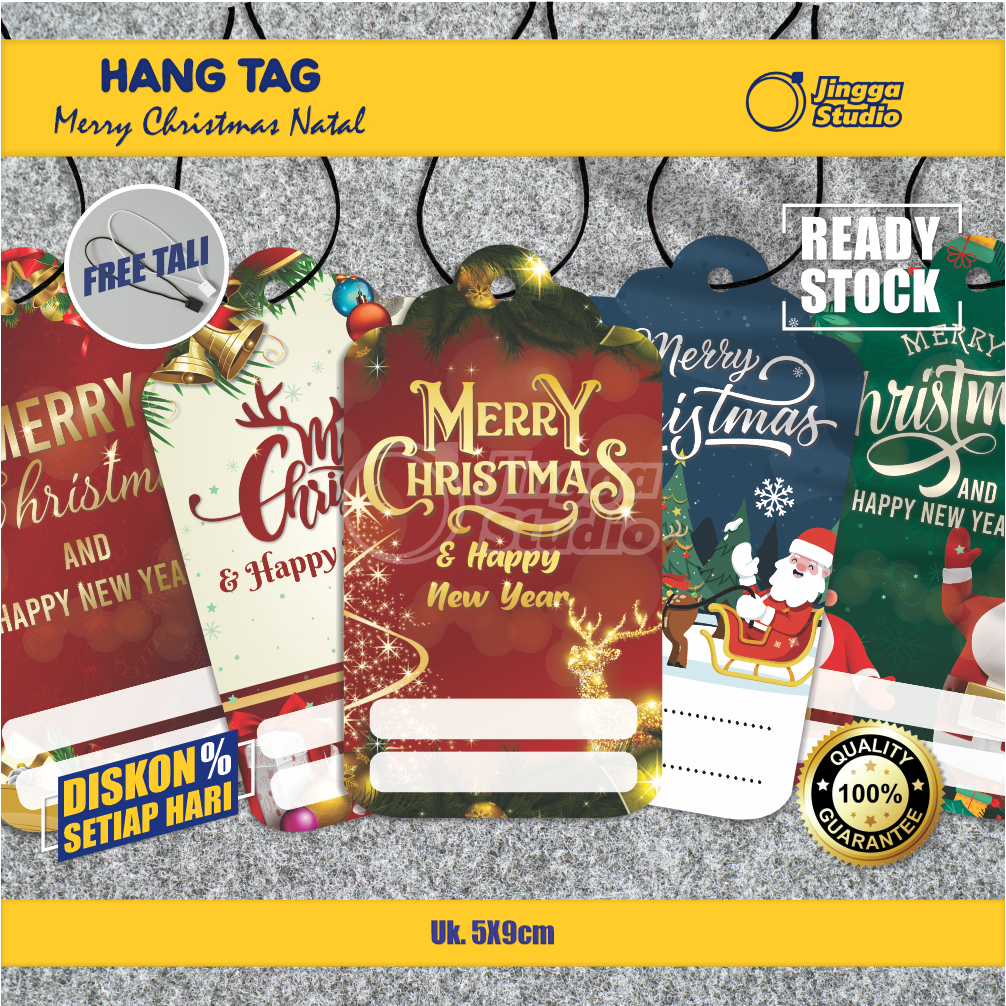 

Hang Tag Merry Christmas Natal isi 20 Free Tali