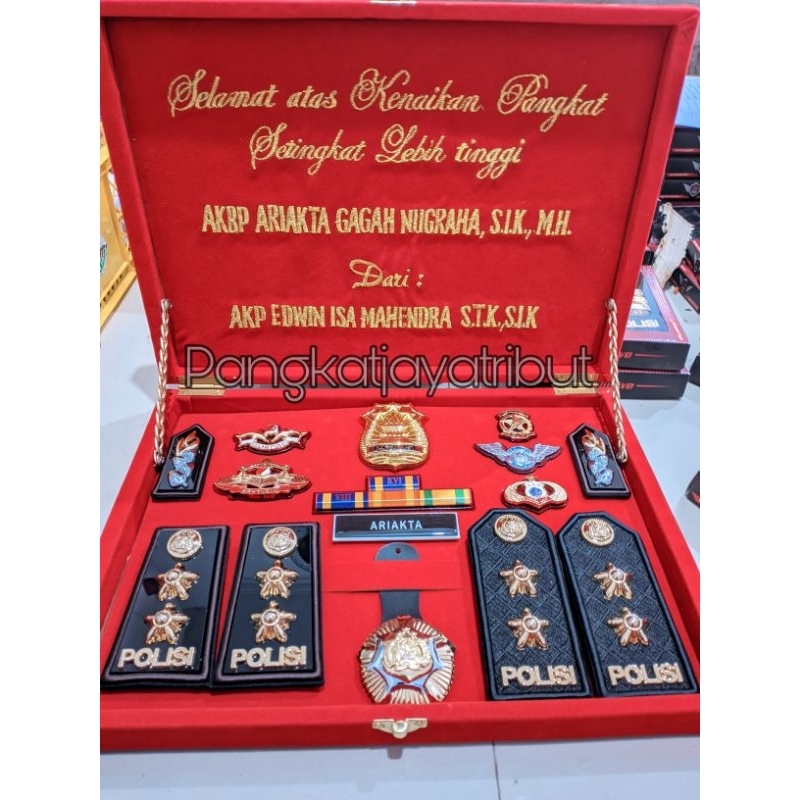 PANGKAT POLISI AKBP PDH PDU SET BOX CUSTOM PERLENGKAPAN POLRI