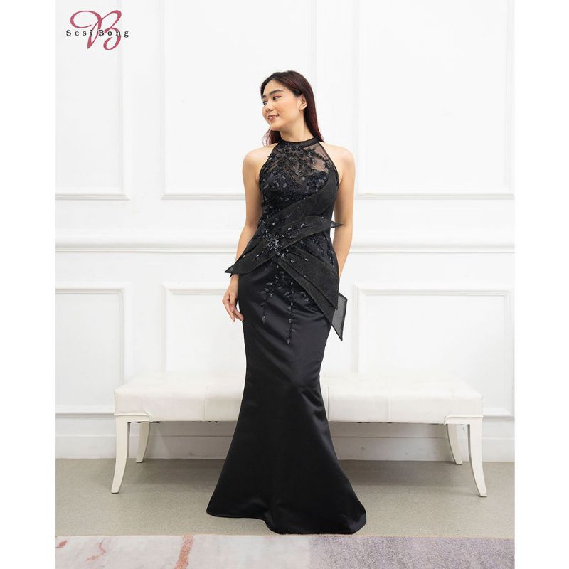 Gaun Pesta 6137 Black & Rose Gold