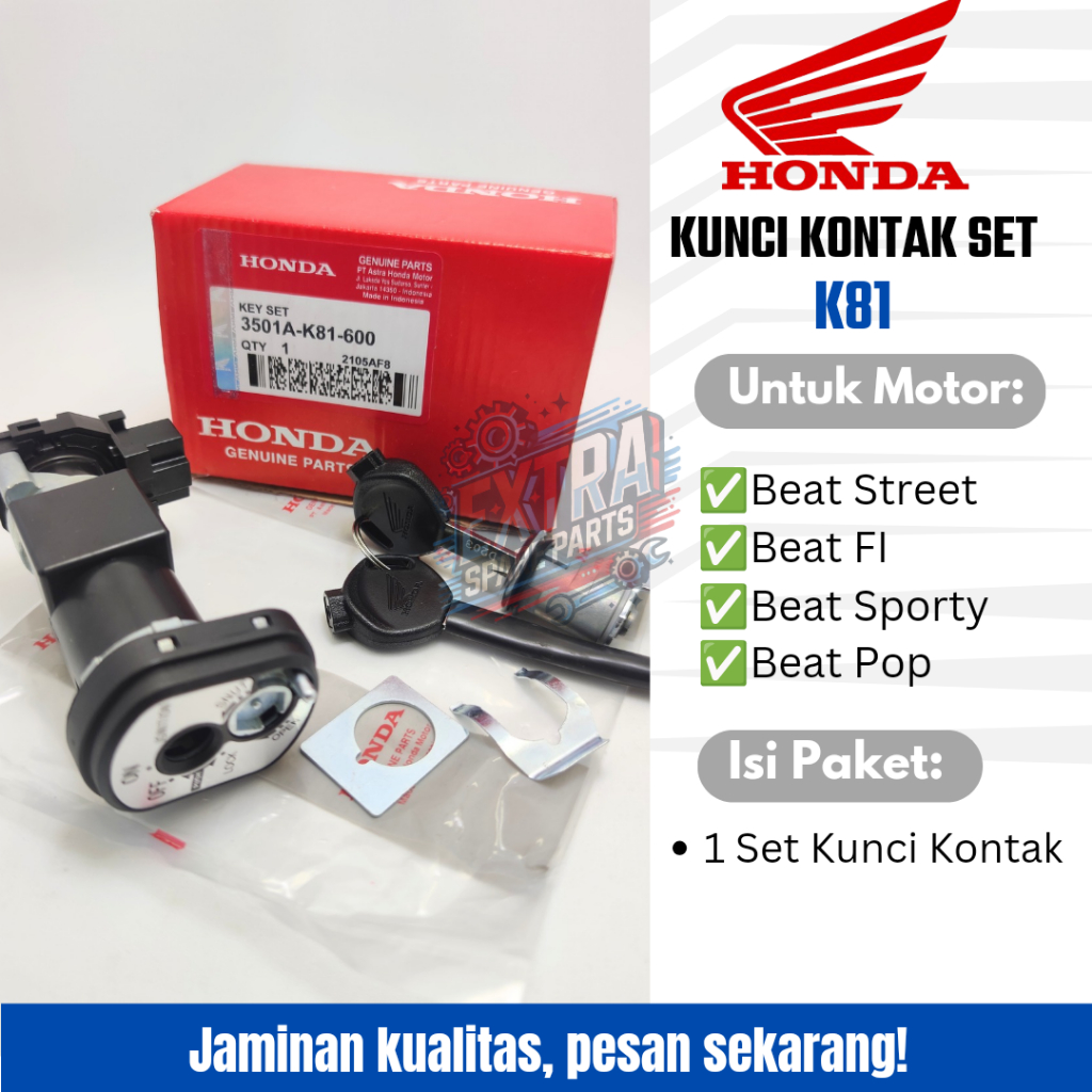 Bergaransi Original Kunci Kontak Set Honda Kode K81 untuk Motor Beat Fi, Street, Sporty & Pop