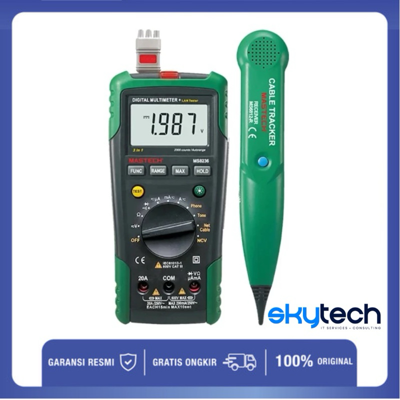 Multimeter MASTECH MS8236 with Cable LAN Tracker Wire Digital Network