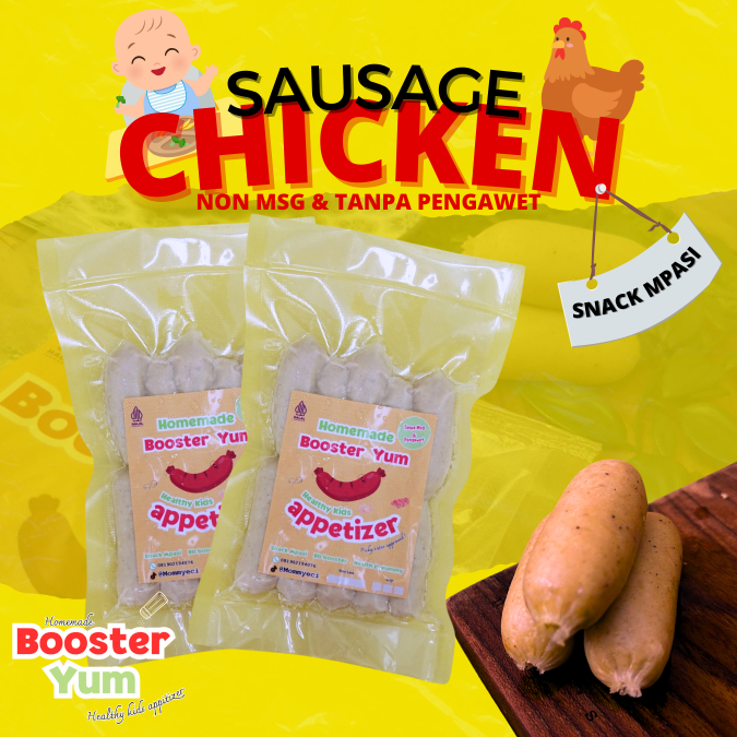 

BoosterYum - Sosis Ayam - Makanan Mpasi Olahan Ayam Berbahan Berkualitas Non MSG & Tanpa Pengawet