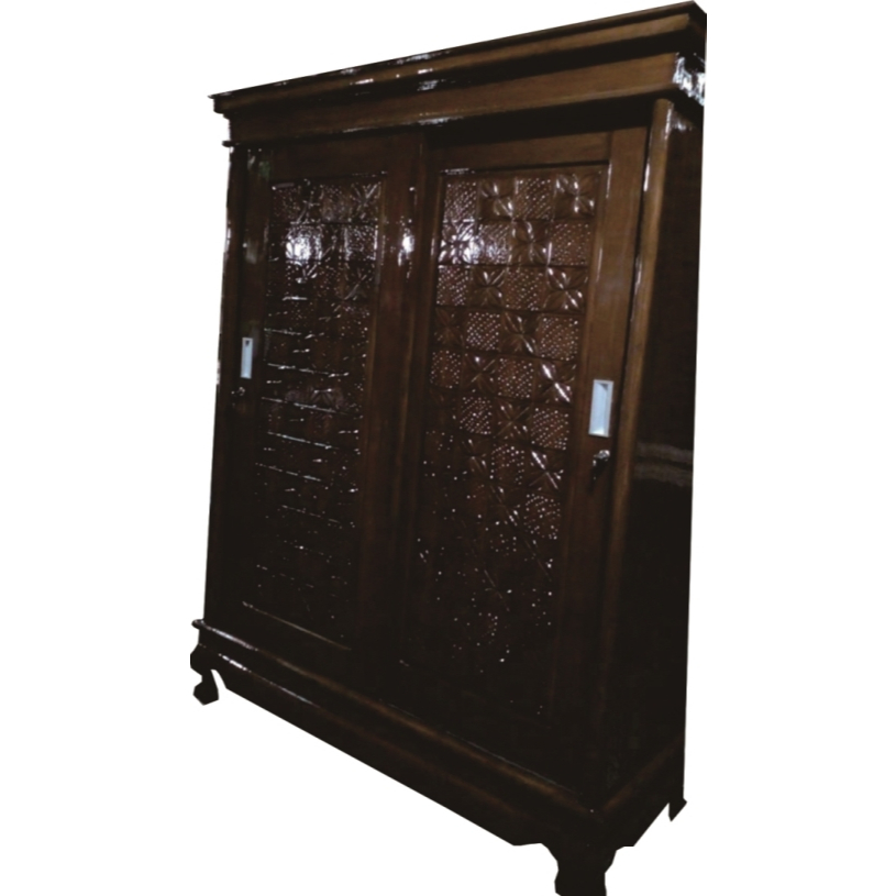 LEMARI PAKAIAN JATI PINTU 2 SLIDING JUMBO