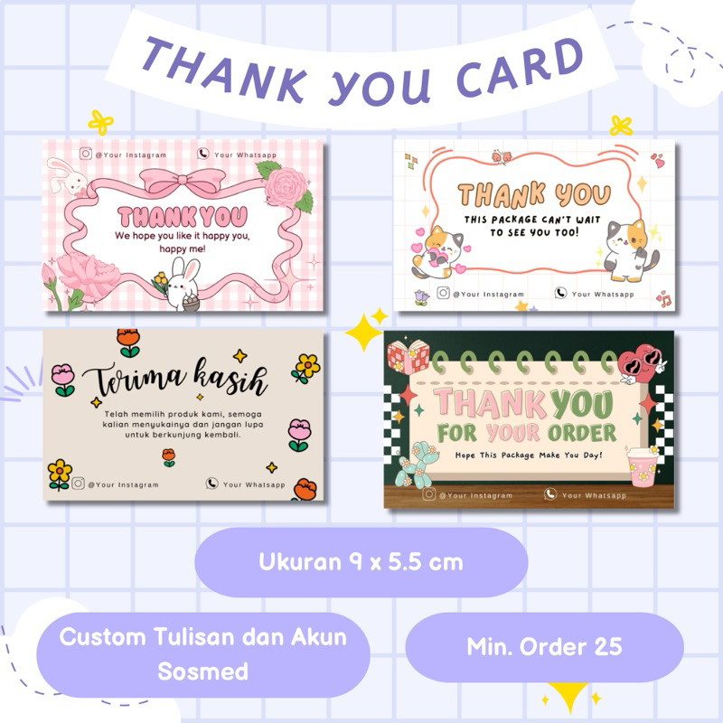 THANK YOU CARD | KARTU UCAPAN | KARTU UCAPAN TERIMAKASIH | THANK YOU CARD | THANKS CARD | CUTE THANK