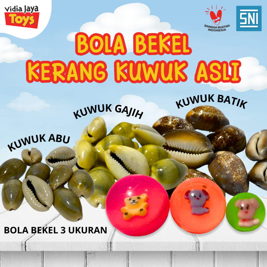 Mainan Anak Bola Bekel Kerang Kuwuk