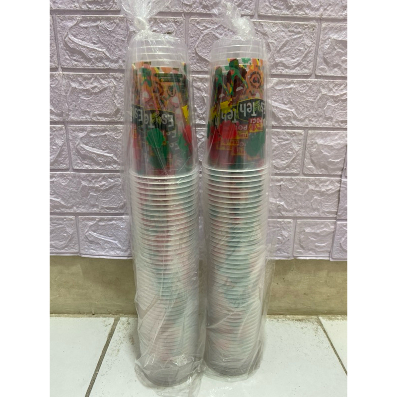 cup teh gelas teh poci ori tebal ukuran 12oz 16oz 22oz isi 50cup