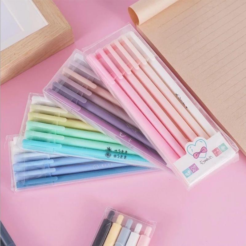 

{A01} HC 1 Set 6Pcs Pena Gel 0.5mm Warna Pastel Pulpen Gel 6 IN 1 Warna Gradasi Pena Gel Set Morandi Color Bolpoint Tinta Gel Cair 6 Pcs Pen Gel Aesthetic Journaling Pen Alat Tulis Kantor Sekolah Lucu